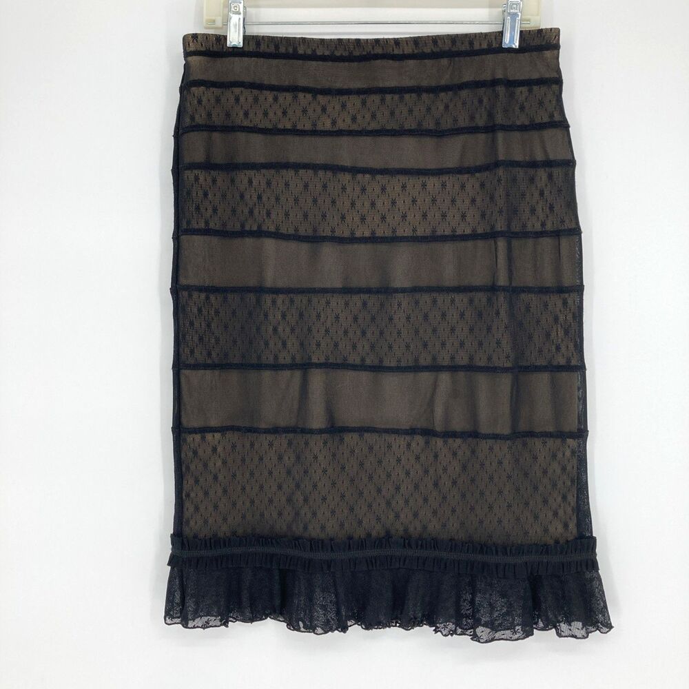 Vintage Express Y2K Mesh Lace Skirt Womens MEDIUM Black Goth Dark Fairy Witchy